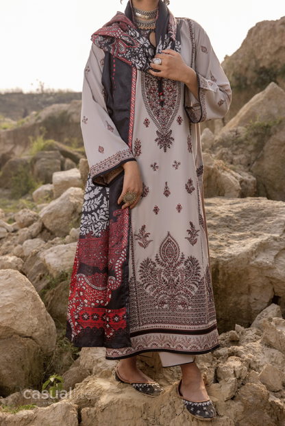 3-Piece Stitched Embroidered Linen Collection - Casuallite