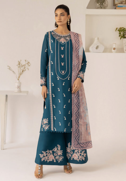 Zinc 3 Piece Embroidered Lawn Dress - Esra Fashion