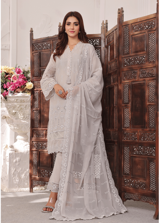 Zf-Fs2428 Premium Chikenkari 3 Pc Lawn Collection By Zainab Fazlani