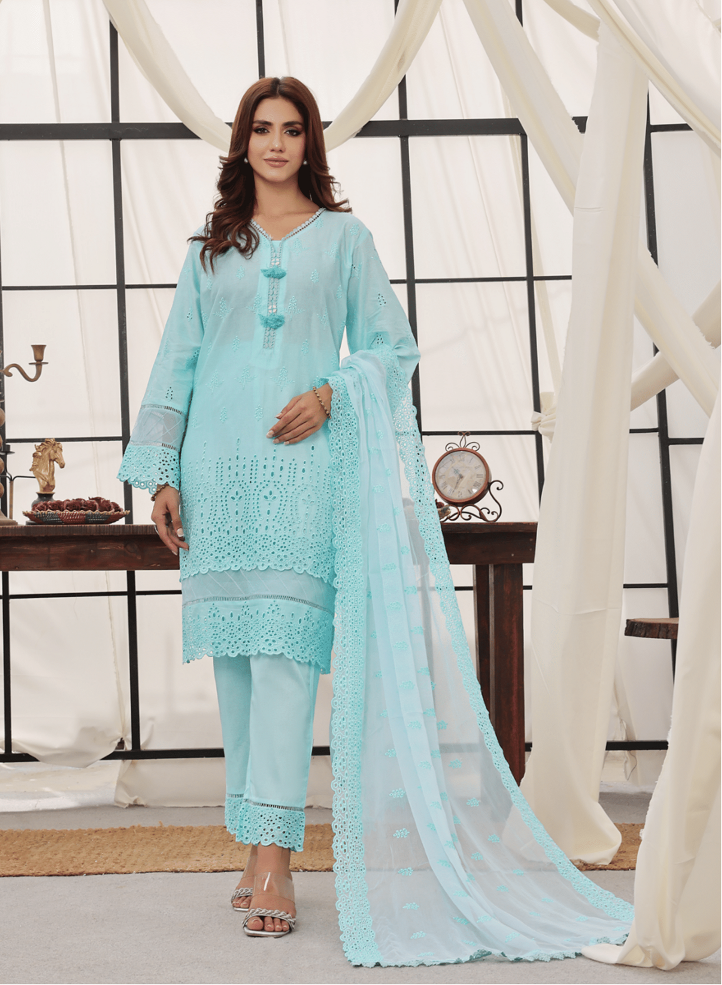 Zf-Fs2424 Premium Chikenkari 3 Pc Lawn Collection By Zainab Fazlani