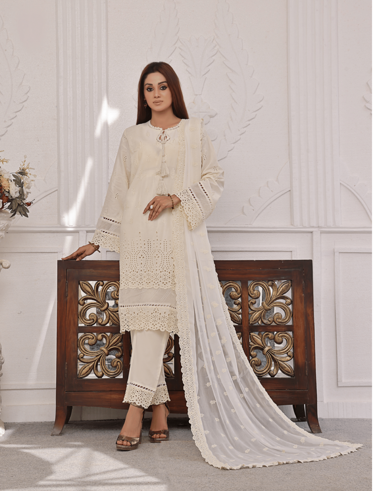 Zf-Fs2421 Premium Chikenkari 3 Pc Lawn Collection By Zainab Fazlani