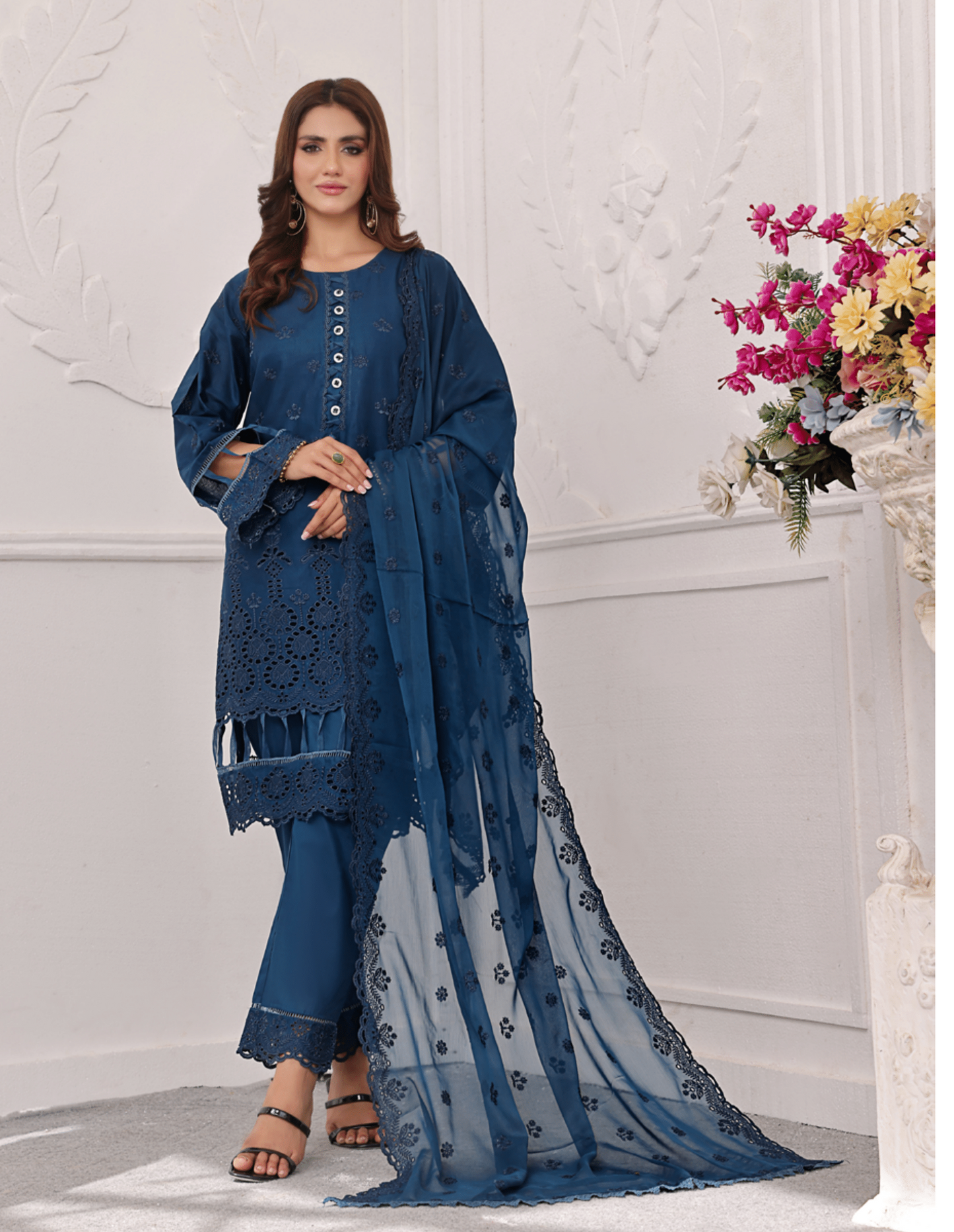 Zf-Fs2420 Premium Chikenkari 3 Pc Lawn Collection By Zainab Fazlani