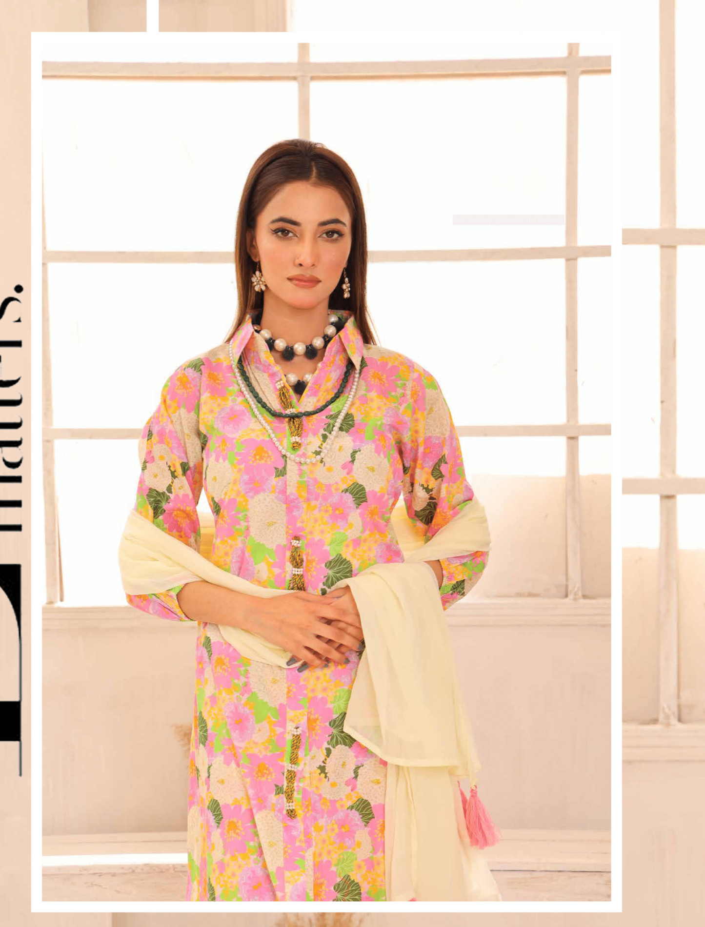 (Light Pink) Printed Lawn 3 Pc Dress By Simrans