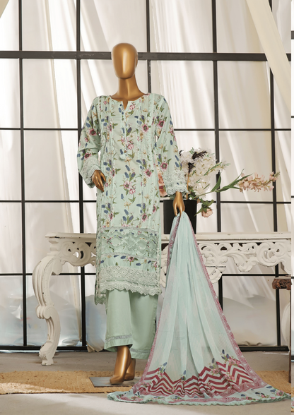 Pastel green | 3 Piece Luxury Lawn Lacework & Cutwork | Sada Bahar