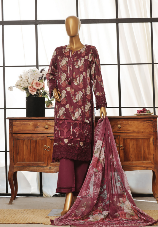 3 Piece Luxury Lawn Lacework & Cutwork | Sada Bahar