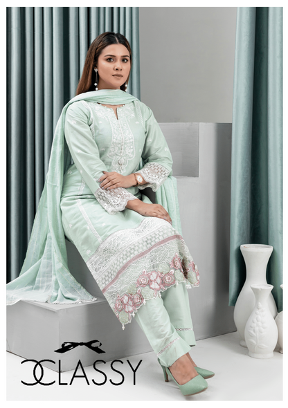 Mint | Reay to Wear| Embroidered Lawn 3Pc dress - Rangz