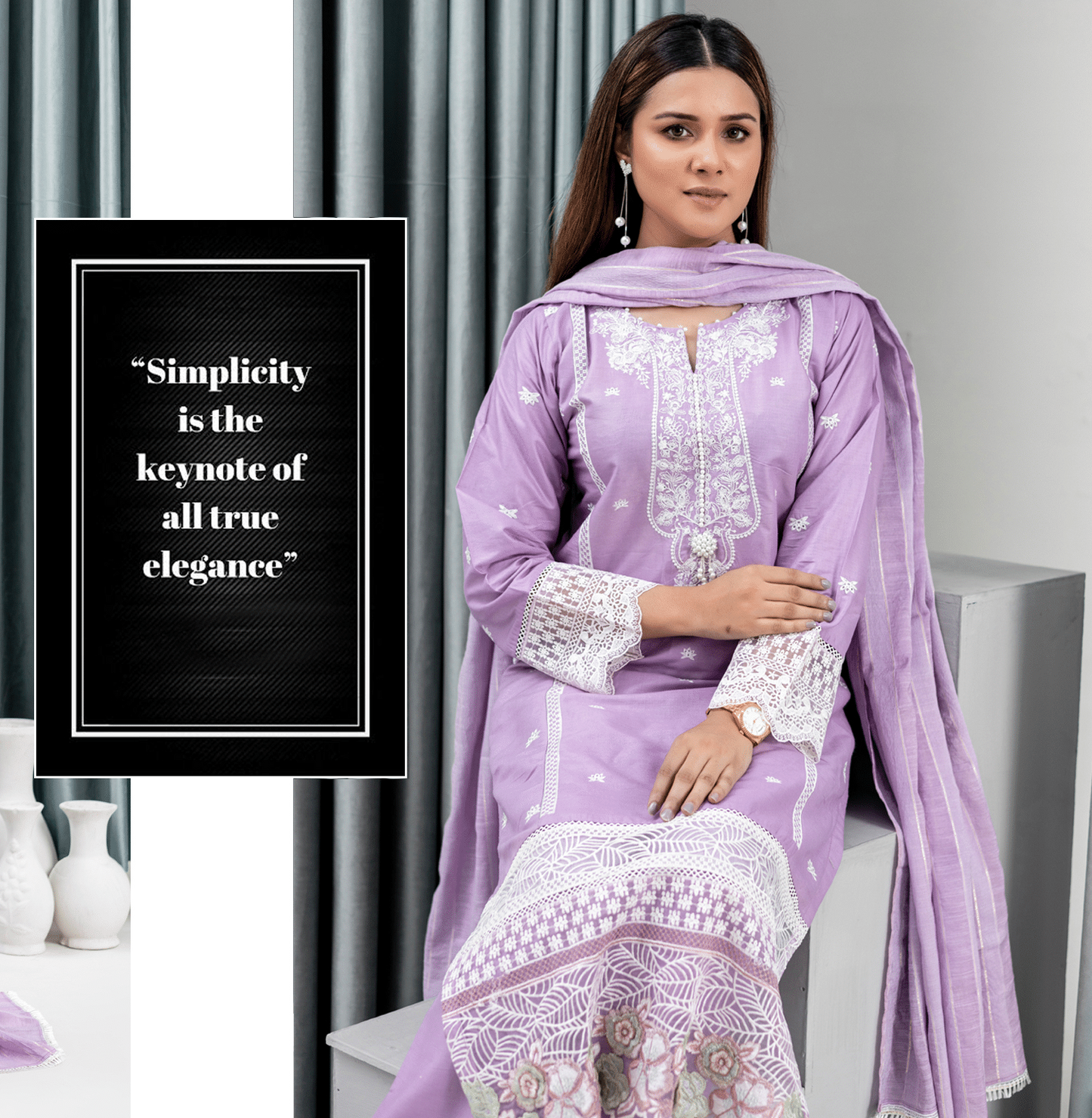 Lilac | Reay to Wear| Embroidered Lawn 3Pc dress - Rangz