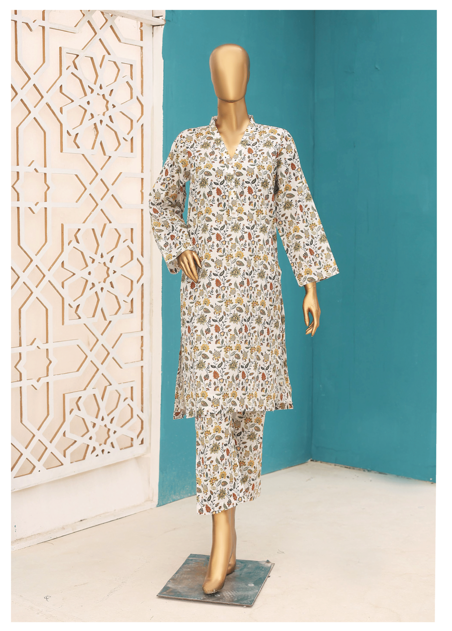 Off White | Ready to Wear | Printed Lawn 2 Pc-Naubahar