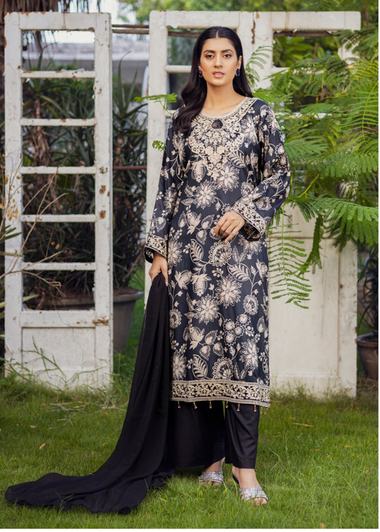 Multi  | Printed Linen Shalwar Kameez With Chiffon Dupatta| Ready to Wear 3 Pc dress - Rangz