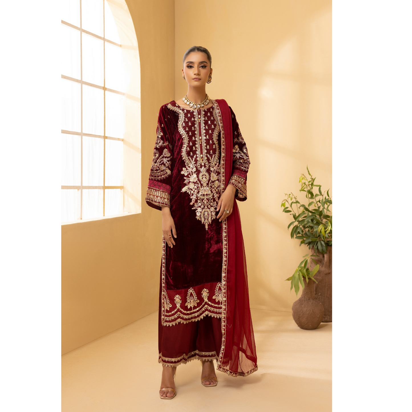 Luxury Velvet Ready to Wear Embroidered Collection by Simrans