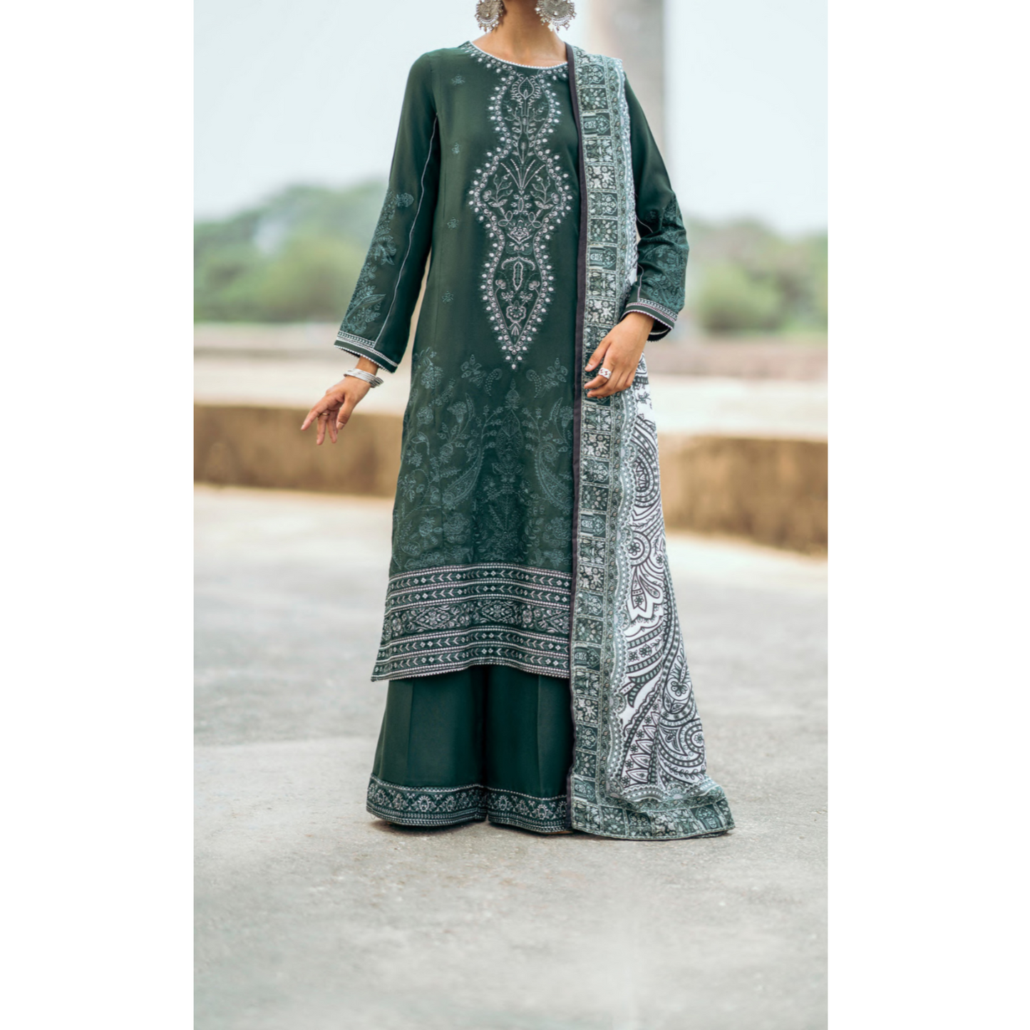 (Dark Green) Embroidered Dhanak Collection Pc Ready to Wear by Casuallite