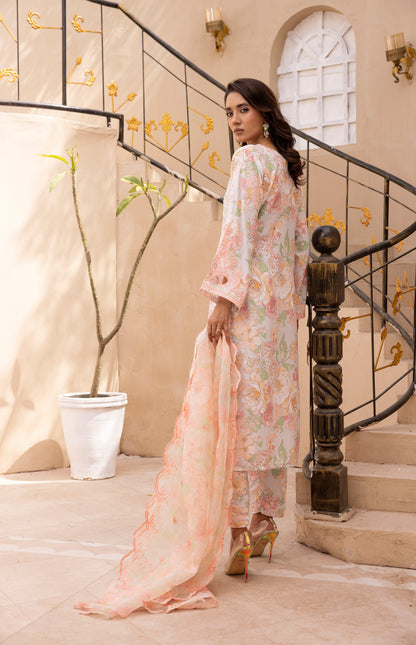 floral 3 piece embroidered lawn dress-Simrans