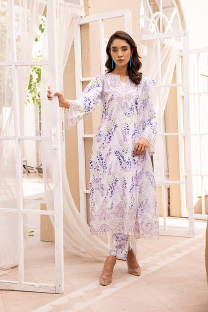 Multi floral 3 piece embroidered lawn dress-Simrans