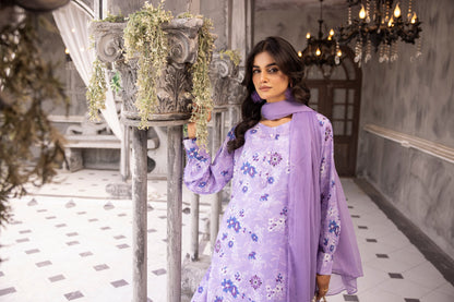 (Lilac) 3 Piece Printed Lawn dress by Simran