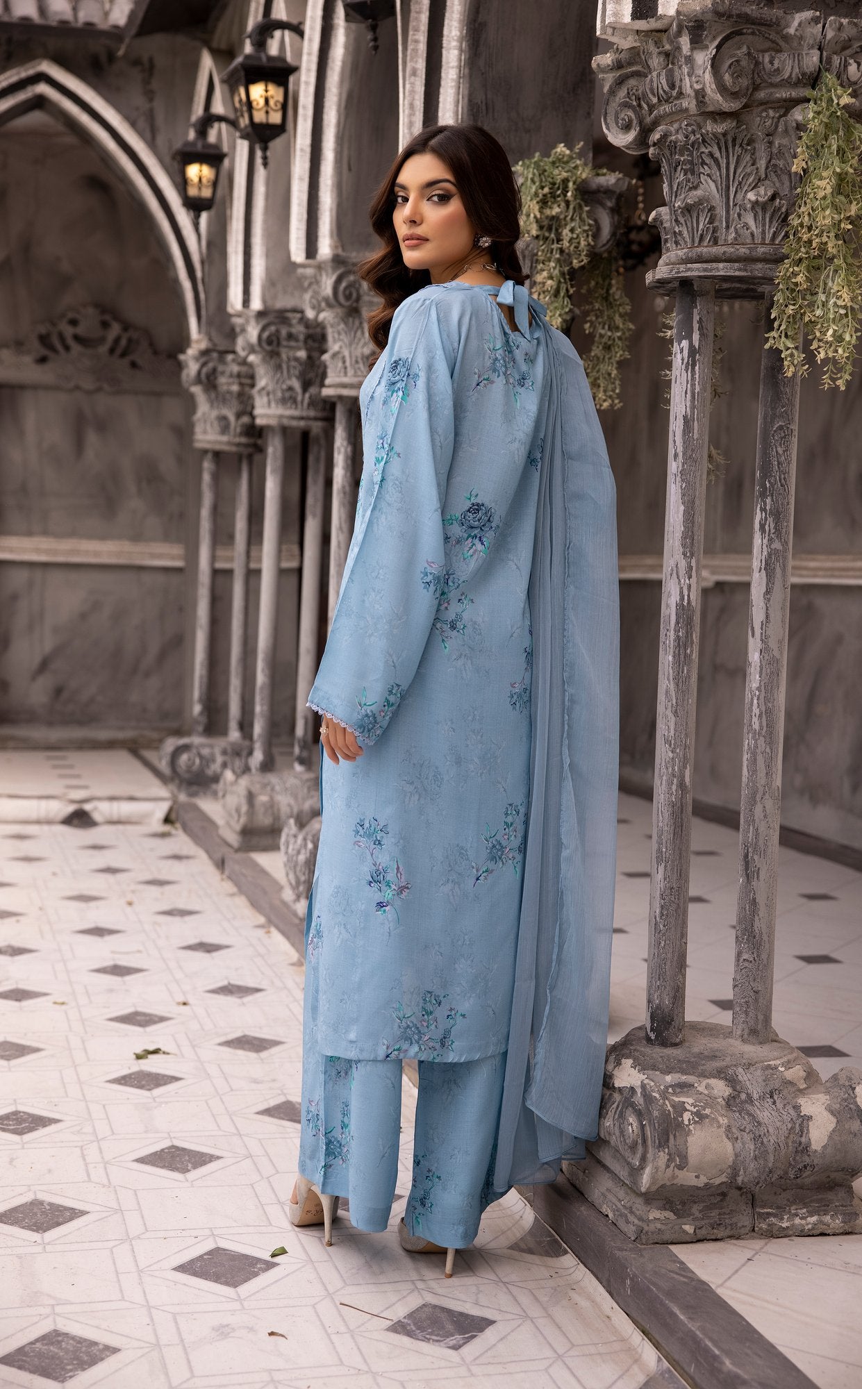 (Blue) 3 Piece Printed Lawn dress by Simran