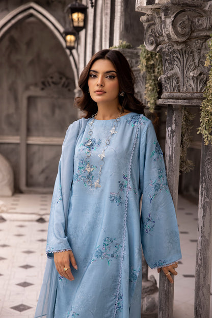 (Blue) 3 Piece Printed Lawn dress by Simran