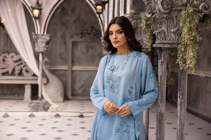 (Blue) 3 Piece Printed Lawn dress by Simran