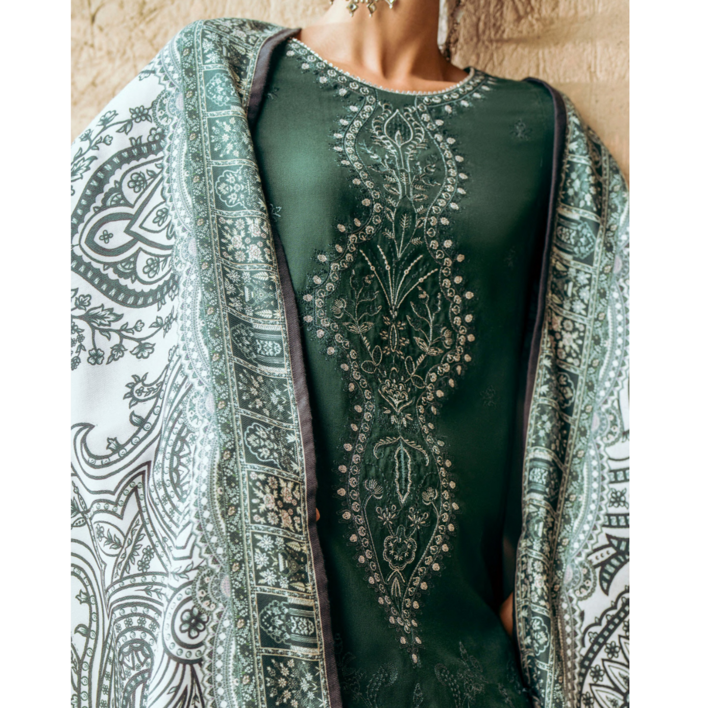 (Dark Green) Embroidered Dhanak Collection Pc Ready to Wear by Casuallite