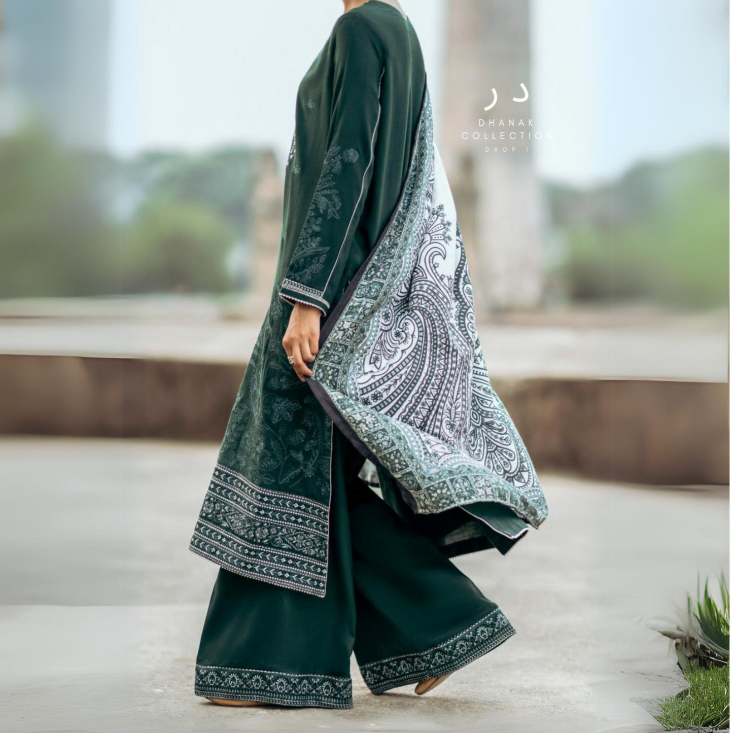 (Dark Green) Embroidered Dhanak Collection Pc Ready to Wear by Casuallite