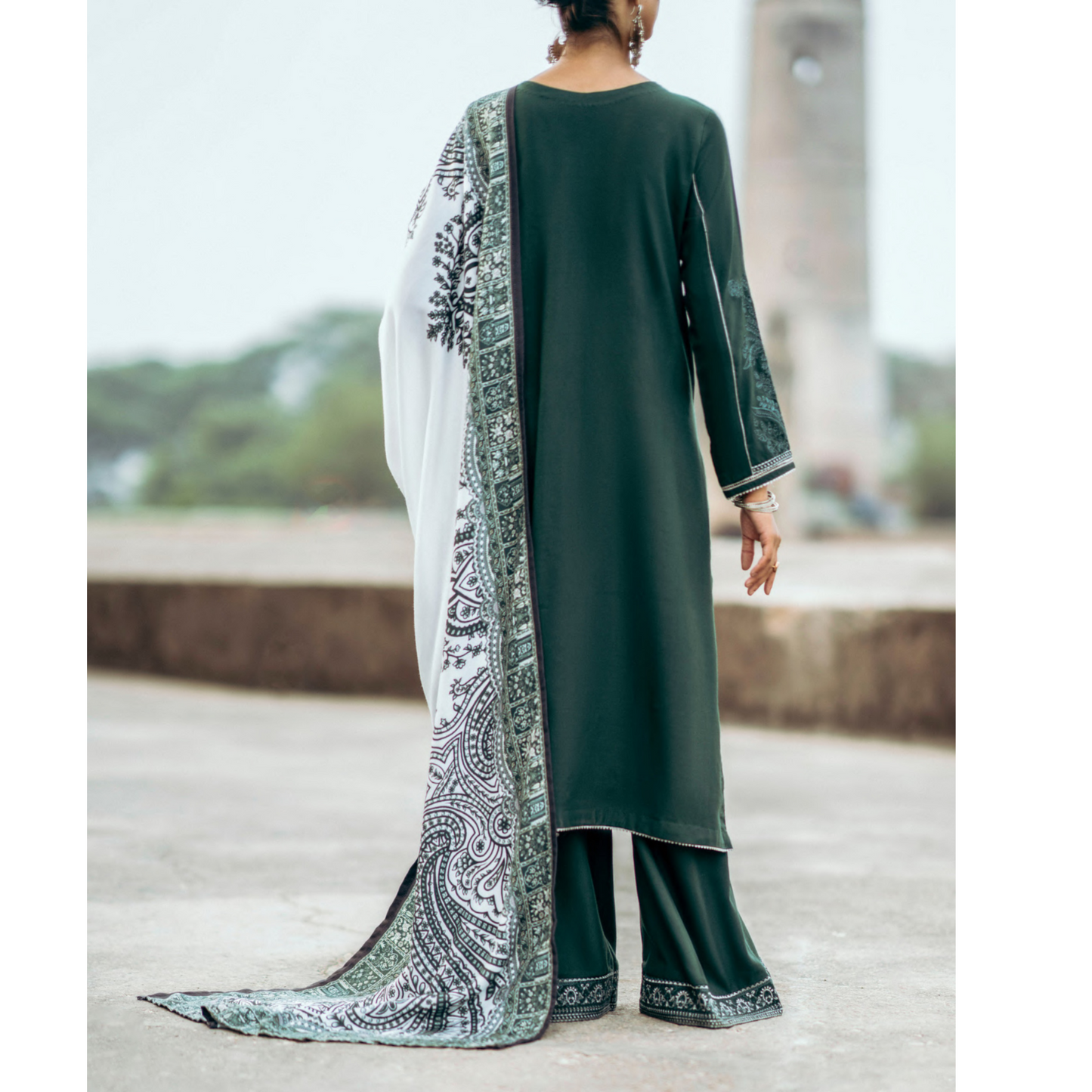 (Dark Green) Embroidered Dhanak Collection Pc Ready to Wear by Casuallite