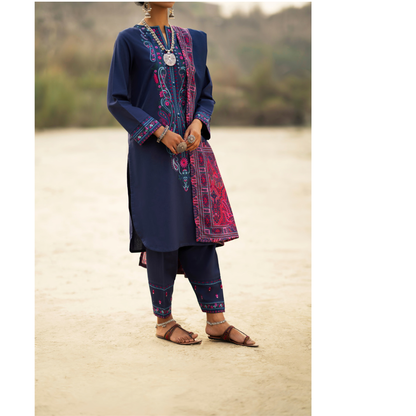 3 Pc Embroidered Khaddar Ready to Wear Collection by Casuallite | UMCAE0901