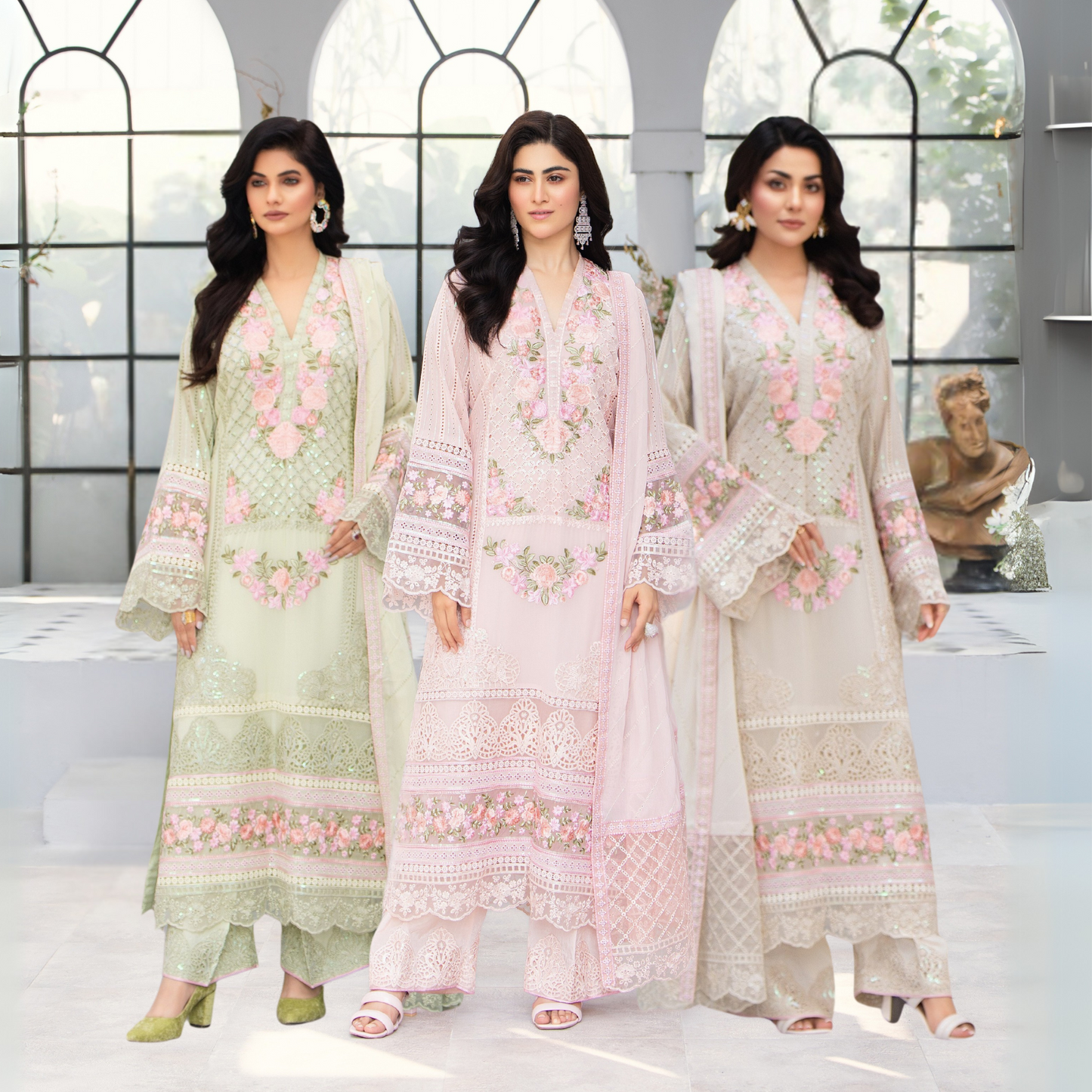 3 Piece Luxury Chiffon Ready to Wear Collection | karma Collection UMKC0902