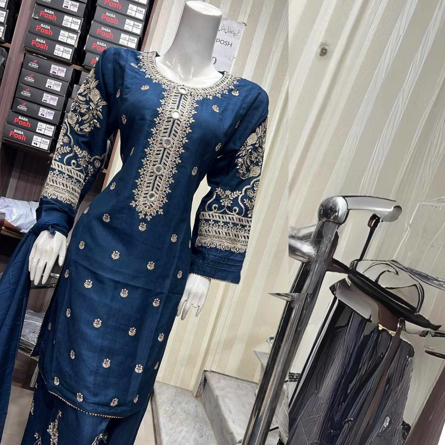 Embroidered Dhanak Dress with Pashmina Shawl | Ready to Wear Winter Collection