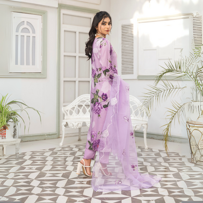 UMS-08 Floral Printed Embroidered Linen | 3 Pc | Ready-to-wear Dress - Simrans