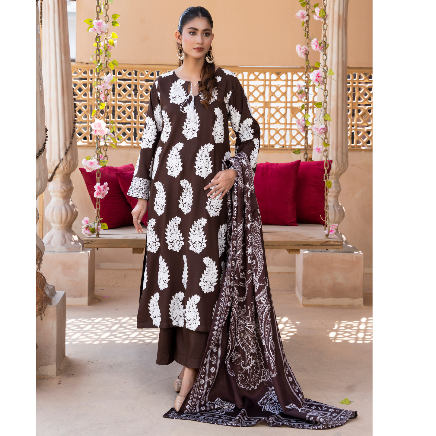 3 Pc Embroidered Dhanak Ready to Wear Dress - Raniya.h  | UMRAH0501