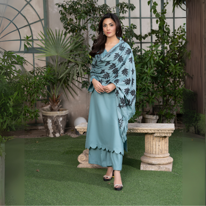 3 Pc Dhanak Dress with Embroidered Shawl | Winter Collection | Raniya.h | UMRAH0801