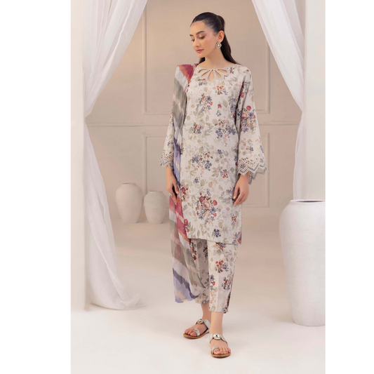 Soft Amber 3 Pc Printed Khaddar Ready to Wear Dress - Adan's libas