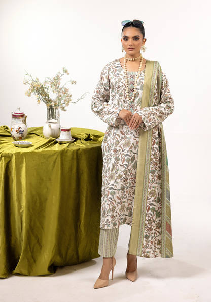 Multi | Printed Linen Salwar Kameez & Dupatta | 3 Pc | Ready-to-wear | Simrans