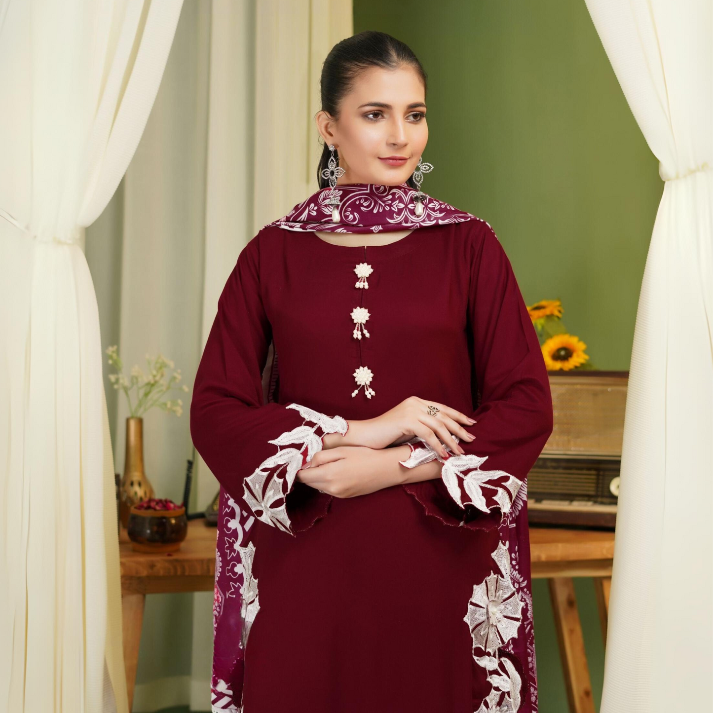 3 Pc Winter Linen Collection with Wool Shawl | Winter Collection | SIMRANS