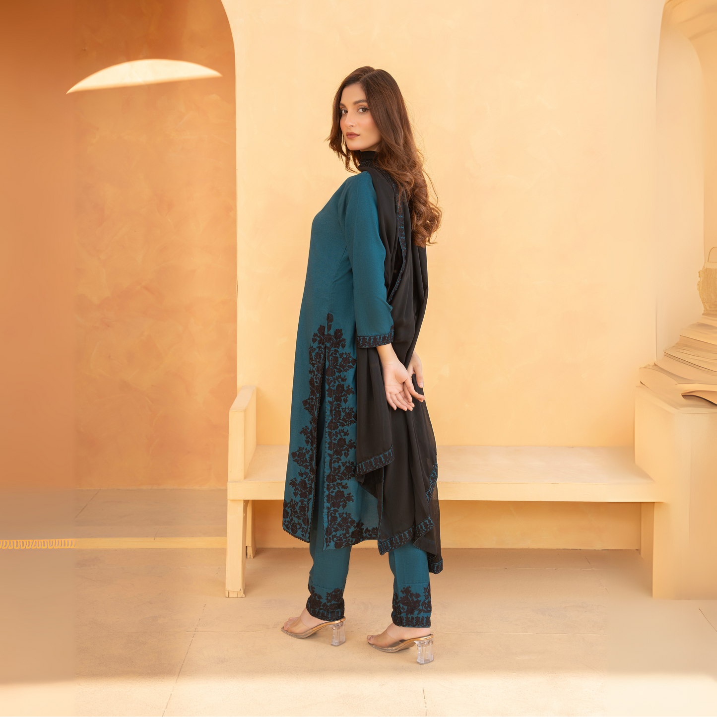 Embroidered Dhanak with Chiffon Duppata Pc Dress | Ready to wear | UMNAA