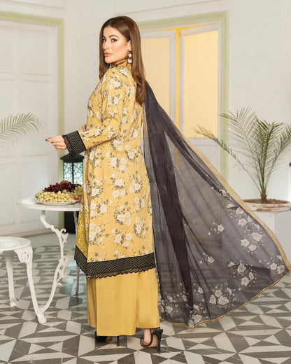 MSL06-3 Pc Digital Printed Embroidered Airjet Lawn Suit - MUNIRA