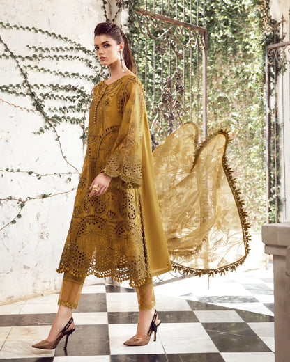 (Mustard) Embroidered Luxury Lawn Collection-MARIA.B)