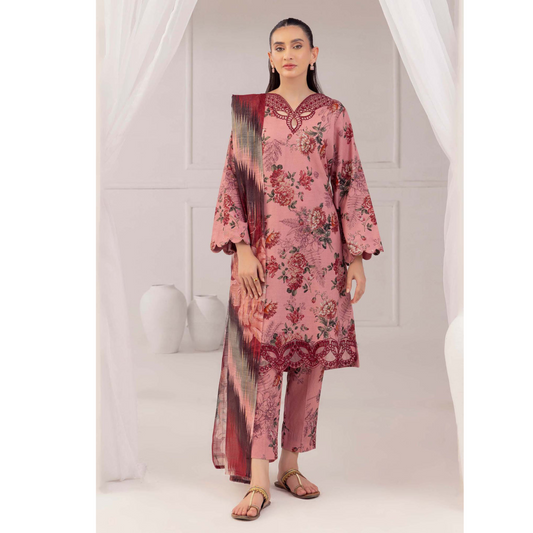 Pink Daisy 3 Pc Printed Khaddar Ready to Wear Dress - Adan's libas