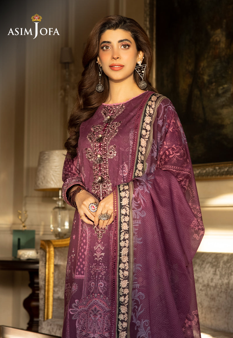 (Plum) AJS-28 2 Pc Lawn Collection - Asim Jofa