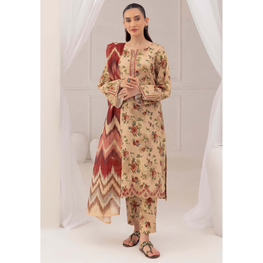 Cashmere 3 Pc Printed Khaddar Ready to Wear Dress - Adan's libas