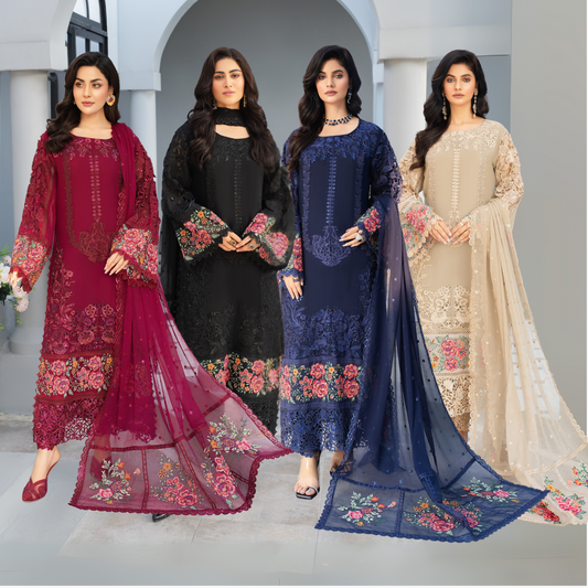 3 Piece Luxury Chiffon Ready to Wear Collection | karma Collection UMKC0903