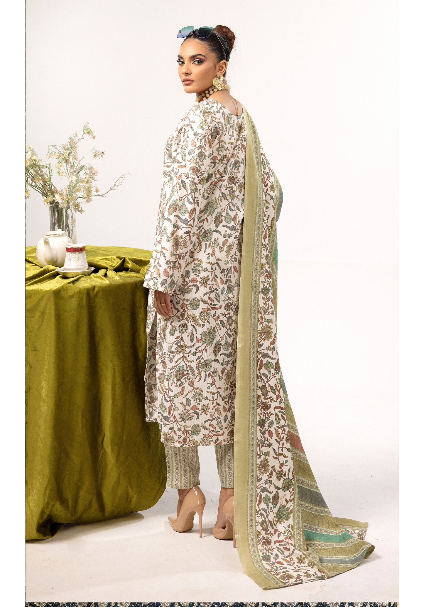 Multi | Printed Linen Salwar Kameez & Dupatta | 3 Pc | Ready-to-wear | Simrans