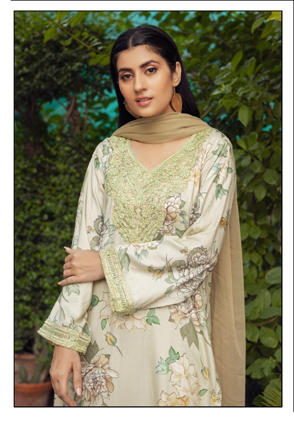 Multi floral | Printed Linen Salwar Kameez With Chiffon Dupatta| Ready to Wear 3 Pc dress - Rangz