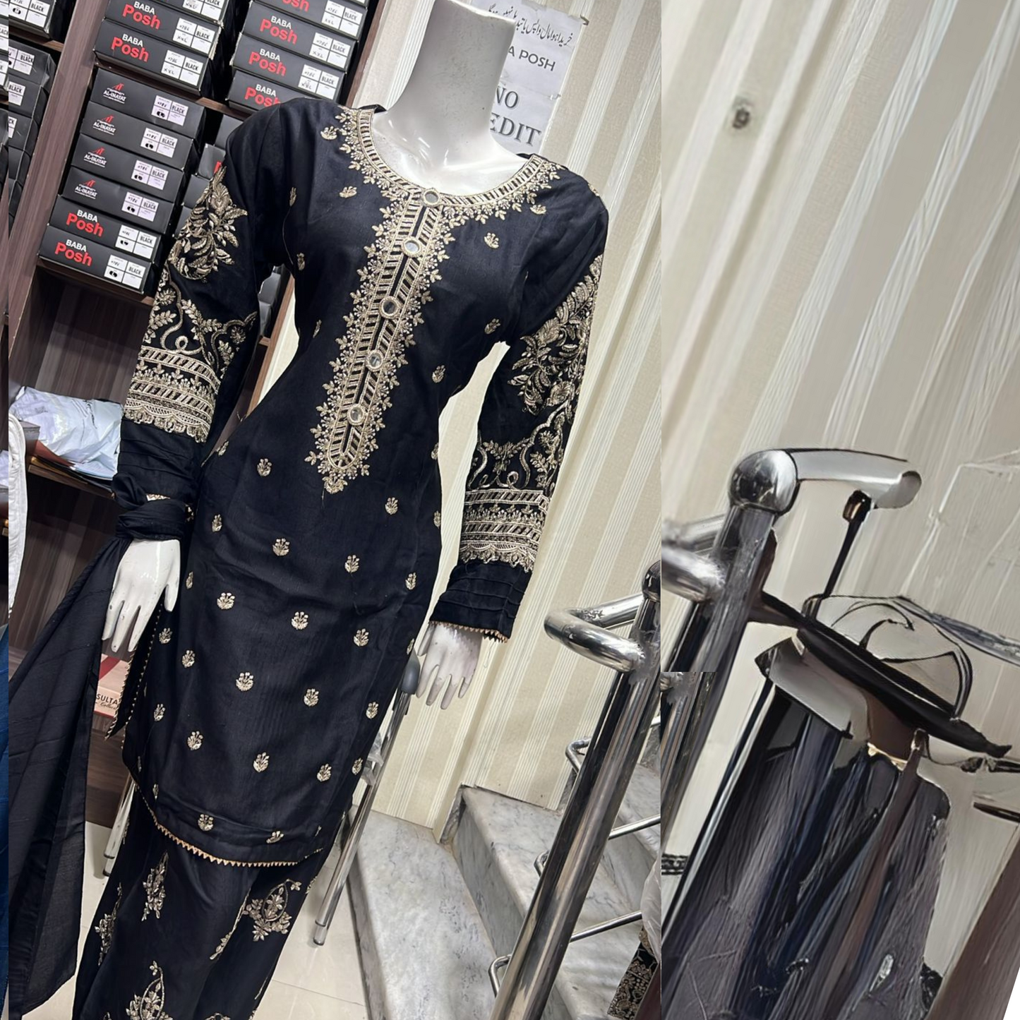 Embroidered Dhanak Dress with Pashmina Shawl | Ready to Wear Winter Collection