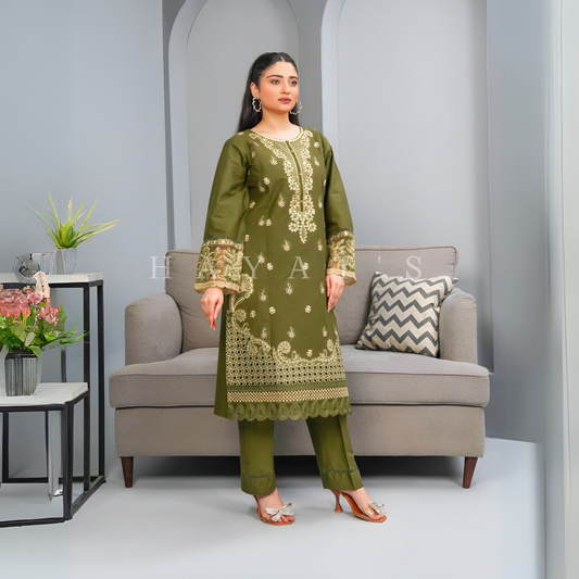 2 Pc Embroidered Khaddar Co-Ord Set  | Ready to wear| Hayats