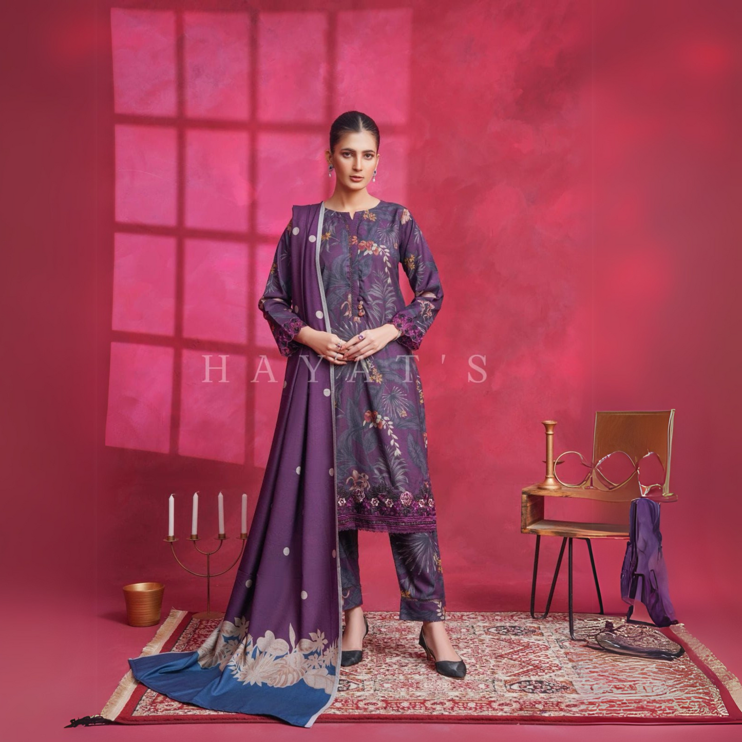 Dhanak Dress with Shawl |3 Pc| Winter Collection | Hayats UMHAT0560