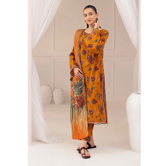 Tahiti Gold 3 Pc Printed Khaddar Ready to Wear Dress - Adan's libas