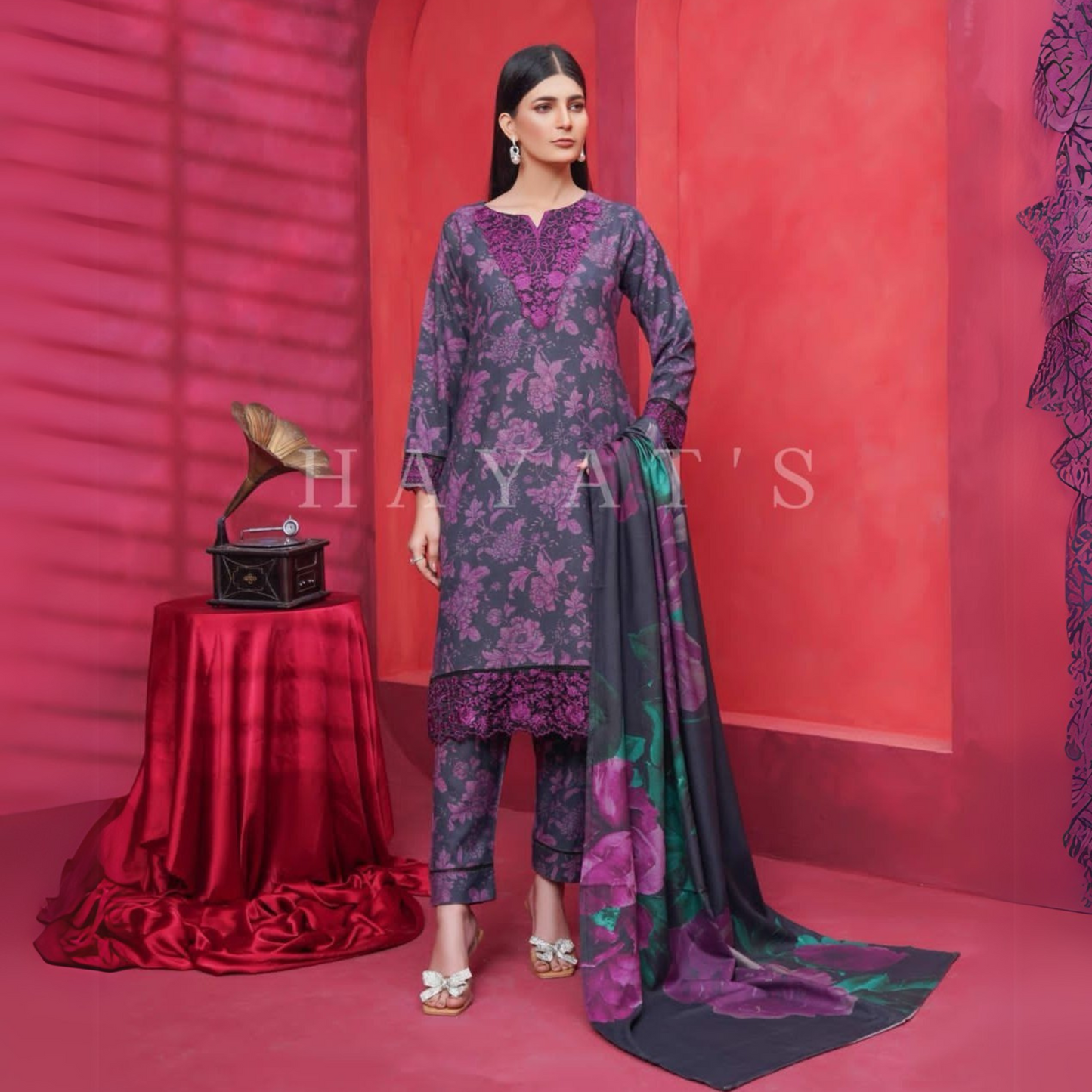 Dhanak Dress with Shawl |3 Pc| Winter Collection | Hayats UMHAT0560