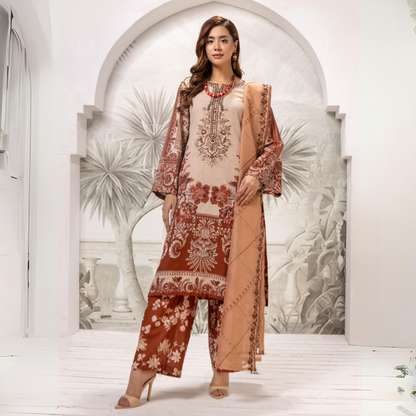 Multi 3 Pc Digital Printed Embroidered Khaddar Collection | Winter Wear | SIMRANS