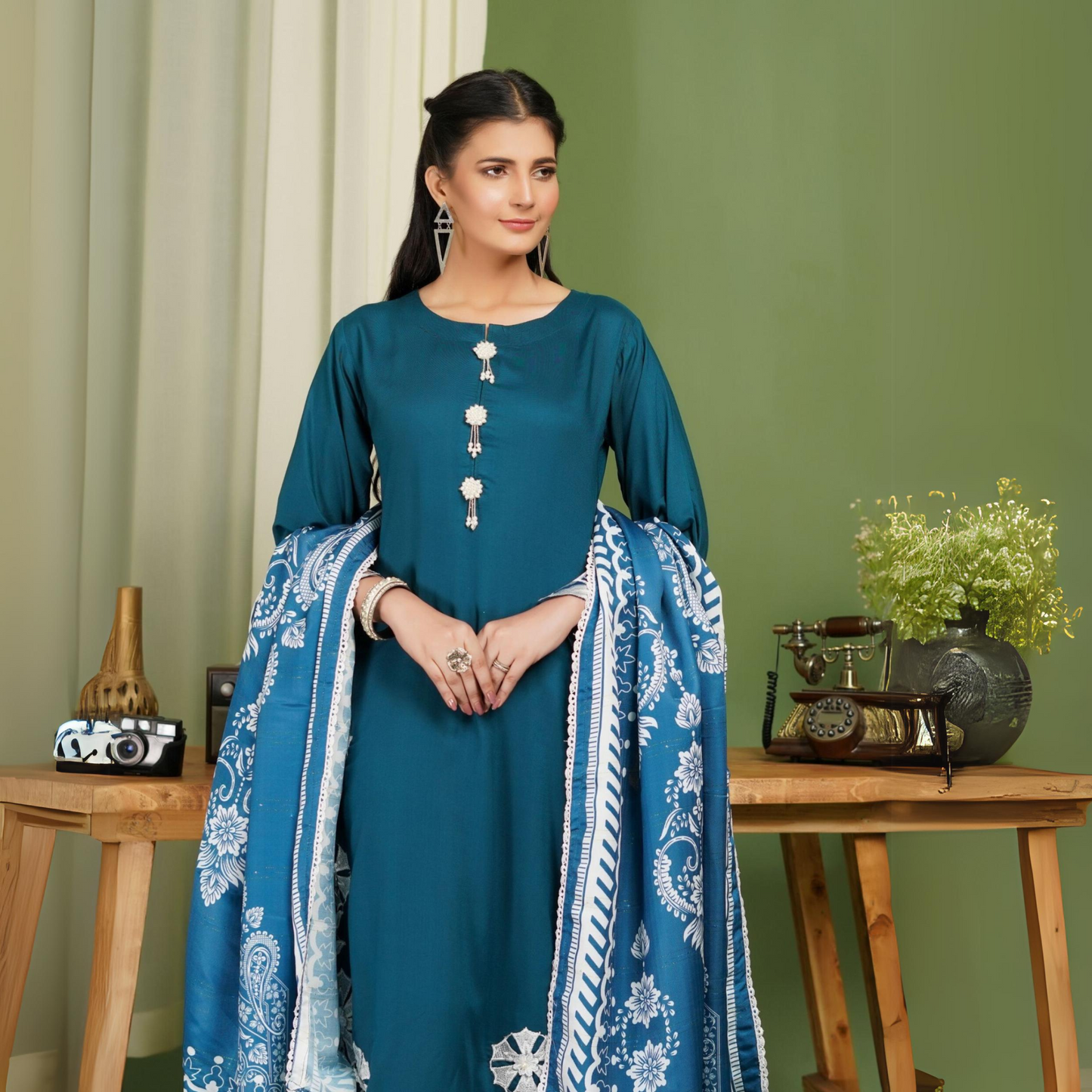 3 Pc Winter Linen Collection with Wool Shawl | Winter Collection | SIMRANS