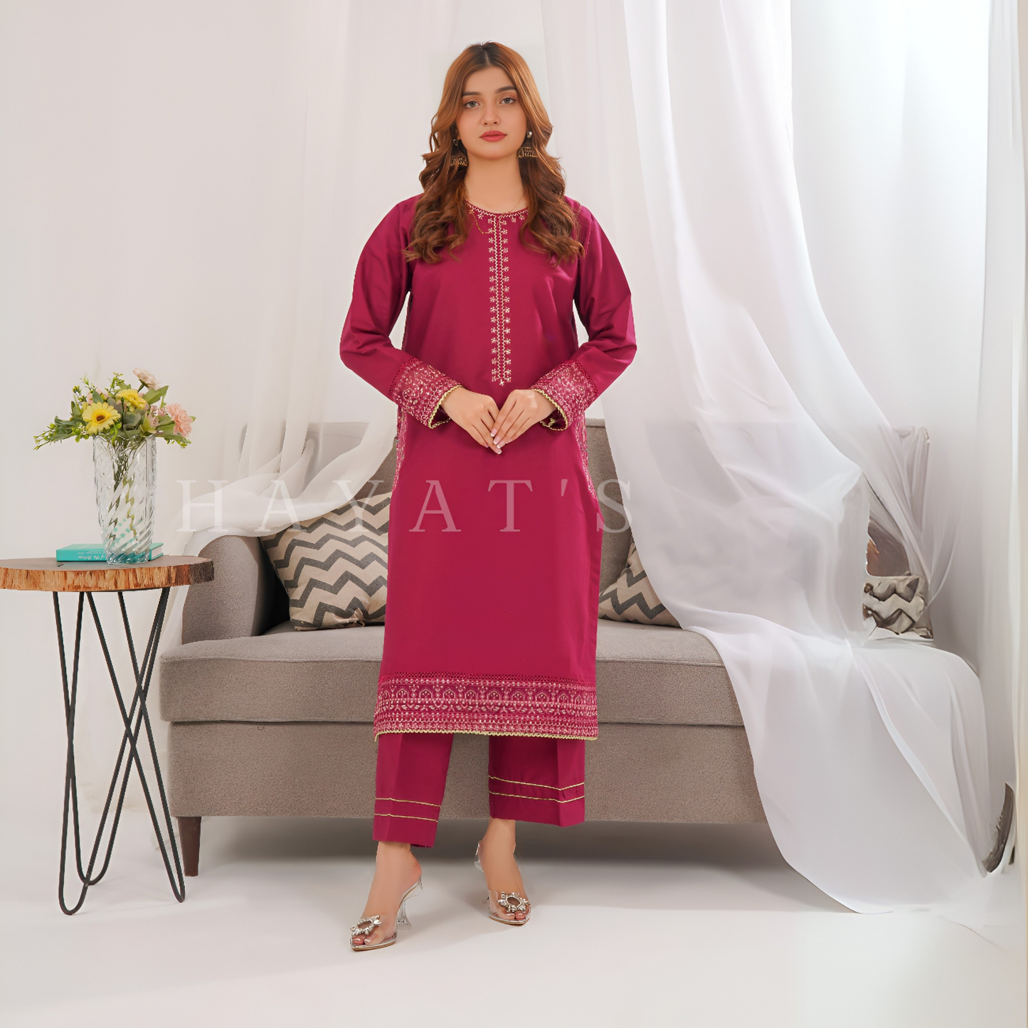 2 Pc Embroidered Khaddar Co-Ord Set  | Ready to wear| Hayats